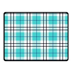 Black, white and blue turquoise plaids Fleece Blanket (Small)