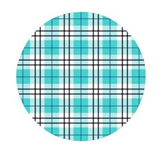 Black, white and blue turquoise plaids Mini Round Pill Box (Pack of 3)