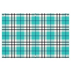 Black, white and blue turquoise plaids Banner and Sign 6  x 4 