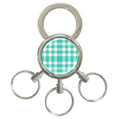Turquoise Plaids 3-ring Key Chain by ConteMonfrey