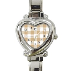Clean Brown And White Plaids Heart Italian Charm Watch by ConteMonfrey
