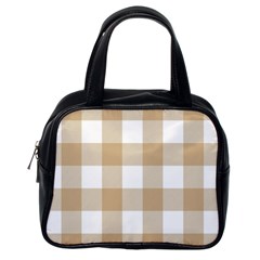 Clean Brown And White Plaids Classic Handbag (one Side) by ConteMonfrey