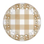 Clean brown and white plaids Ornament (Round Filigree) Front