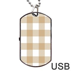 Clean Brown And White Plaids Dog Tag Usb Flash (two Sides) by ConteMonfrey