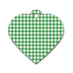 Straight Green White Small Plaids Dog Tag Heart (two Sides) by ConteMonfrey