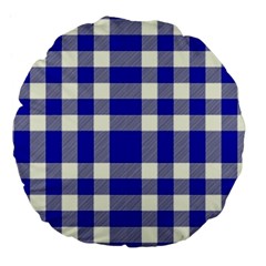 Blue Plaids Bic Big Plaids Large 18  Premium Flano Round Cushions by ConteMonfrey