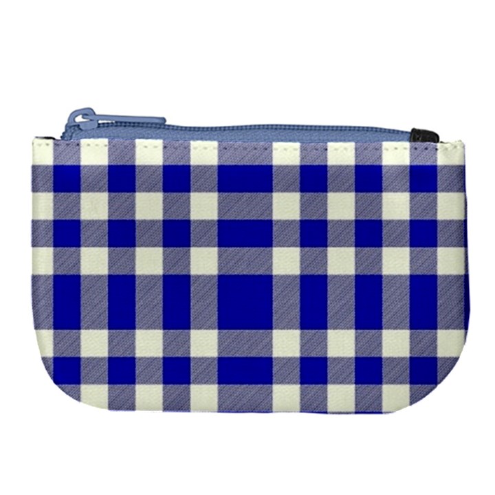 Blue Plaids bic big plaids Large Coin Purse