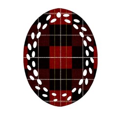 Modern Red Plaids Ornament (oval Filigree) by ConteMonfrey