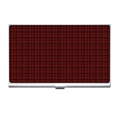 Dark Red Small Plaids Lines Business Card Holder by ConteMonfrey