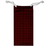 Dark Red Small Plaids Lines Jewelry Bag Front