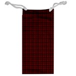 Dark Red Small Plaids Lines Jewelry Bag Back