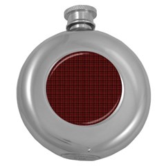 Dark Red Small Plaids Lines Round Hip Flask (5 Oz) by ConteMonfrey