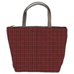 Dark Red Small Plaids Lines Bucket Bag by ConteMonfrey