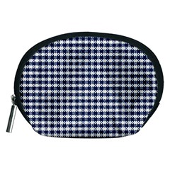 Small Blue And White Plaids Accessory Pouch (medium)