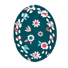 Cute Flowers Flower Seamless Model Spring Ornament (Oval Filigree)