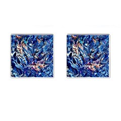 Cobalt Delta Cufflinks (square) by kaleidomarblingart