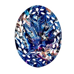 Cobalt Delta Ornament (oval Filigree) by kaleidomarblingart