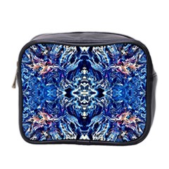 Cobalt Arabesque Mini Toiletries Bag (two Sides) by kaleidomarblingart