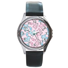 Children Pattern Design Round Metal Watch