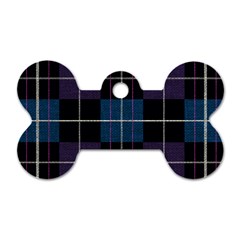 Blue Black Modern Plaids Dog Tag Bone (two Sides) by ConteMonfrey