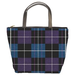 Blue Black Modern Plaids Bucket Bag by ConteMonfrey