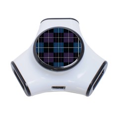 Blue Black Modern Plaids 3-port Usb Hub by ConteMonfrey