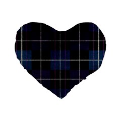 Blue Black Modern Plaids Standard 16  Premium Heart Shape Cushions by ConteMonfrey