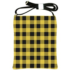 Black And Yellow Small Plaids Shoulder Sling Bag by ConteMonfrey