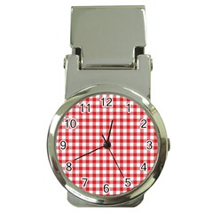 Straight Red White Small Plaids Money Clip Watches