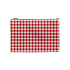 Straight Red White Small Plaids Cosmetic Bag (Medium)