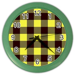 Black And Yellow Plaids Color Wall Clock by ConteMonfrey