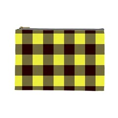 Black And Yellow Plaids Cosmetic Bag (large)