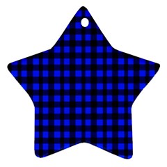 Neon Blue And Black Plaids Ornament (star) by ConteMonfrey