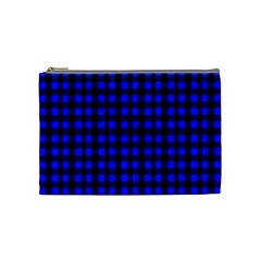 Neon Blue And Black Plaids Cosmetic Bag (medium) by ConteMonfrey