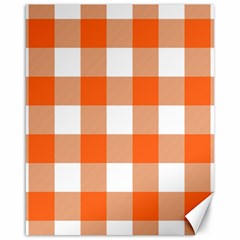 Orange And White Plaids Canvas 16  X 20  by ConteMonfrey