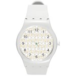 Background-cute-christmas Gold Round Plastic Sport Watch (M) Front