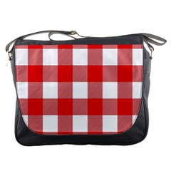 Red And White Plaids Messenger Bag by ConteMonfrey