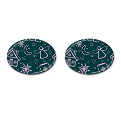 Background-cute Christmas Cufflinks (oval) by nateshop