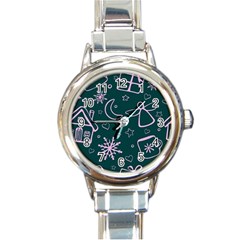 Background-cute Christmas Round Italian Charm Watch by nateshop