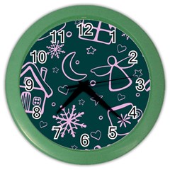 Background-cute Christmas Color Wall Clock by nateshop