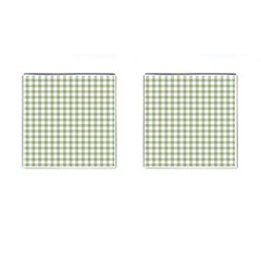 Green Tea White Small Plaids Cufflinks (square) by ConteMonfrey