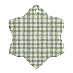 Green Tea White Small Plaids Snowflake Ornament (two Sides) by ConteMonfrey