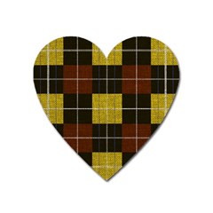 Modern Black Red Golden Plaids Heart Magnet by ConteMonfrey