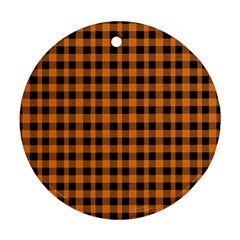 Orange Black Small Plaids Ornament (round) by ConteMonfrey