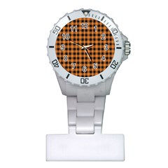 Orange Black Small Plaids Plastic Nurses Watch by ConteMonfrey