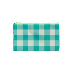 Blue And White Plaids Cosmetic Bag (xs)