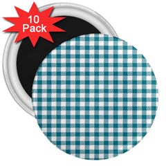 Straight Blue White Small Plaids 3  Magnets (10 Pack)  by ConteMonfrey