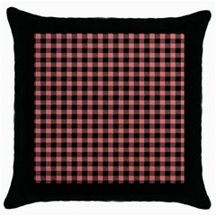 Straight Black Pink Small Plaids  Throw Pillow Case (black) by ConteMonfrey