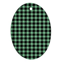 Straight Green Black Small Plaids   Ornament (oval) by ConteMonfrey