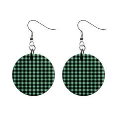 Straight Green Black Small Plaids   Mini Button Earrings by ConteMonfrey